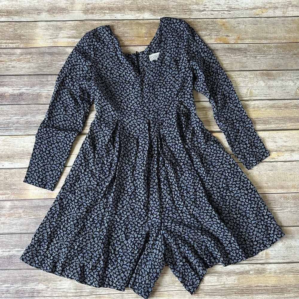 Rare Vintage Laundry Floral Romper Dress Long Sleeve Sz 6